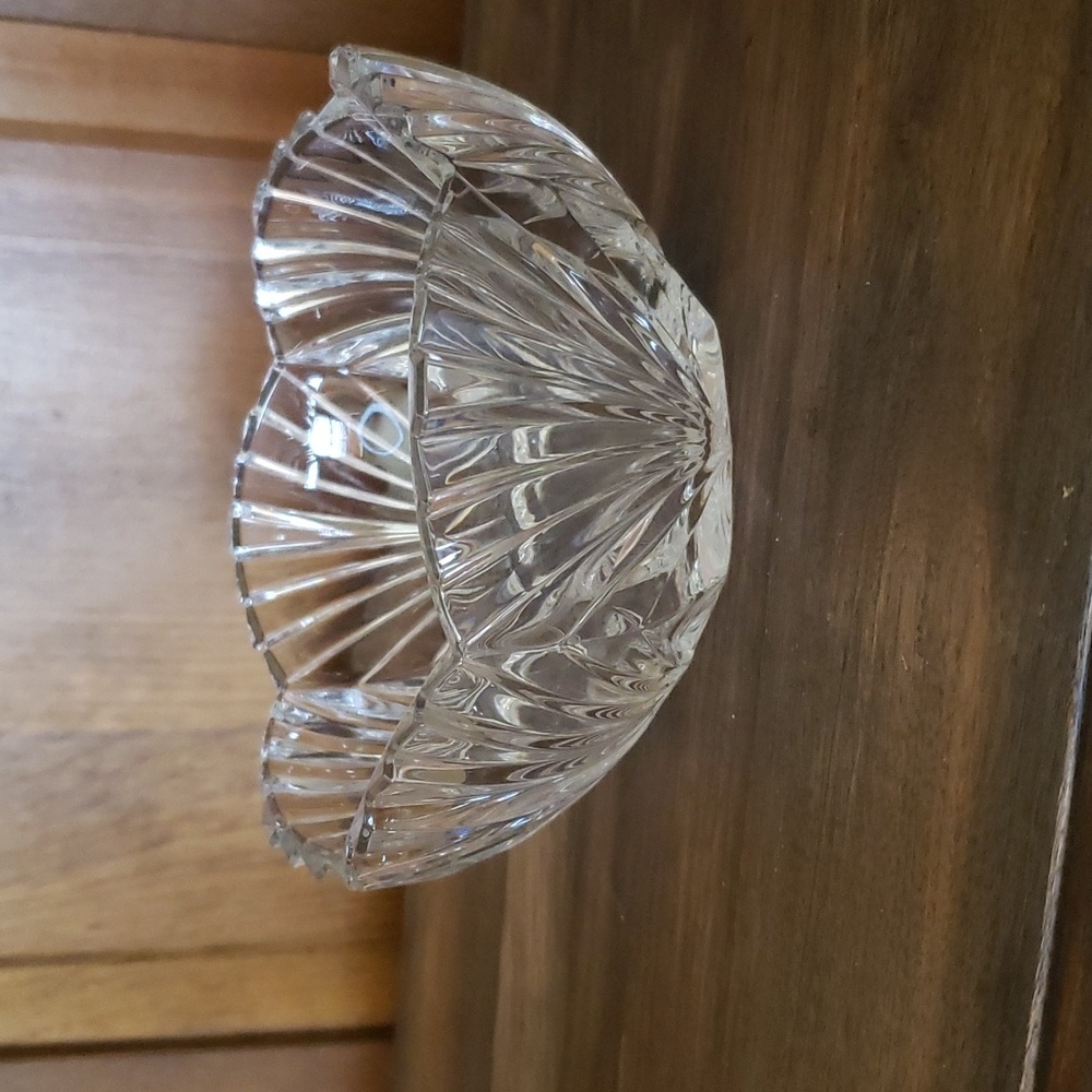 Vintage Cut Glass FAN Serving Bowl
